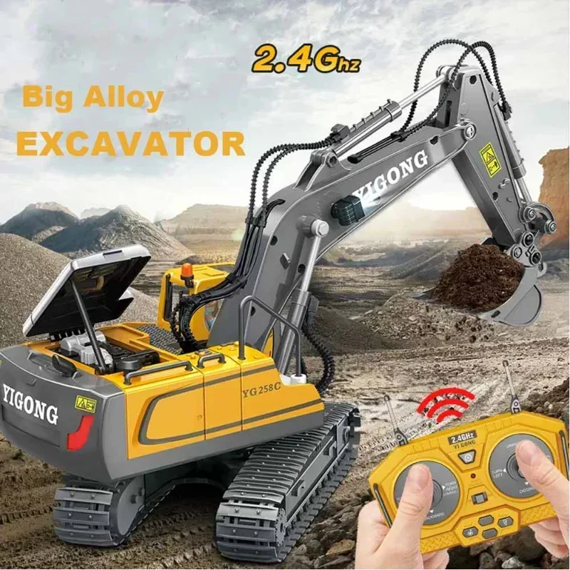 Remote Controlled Excavator Alloy Engineering Car Boy Bulldozer Remote Controlled Car Truck Toys 2.4G Toys Children's Car Gifts