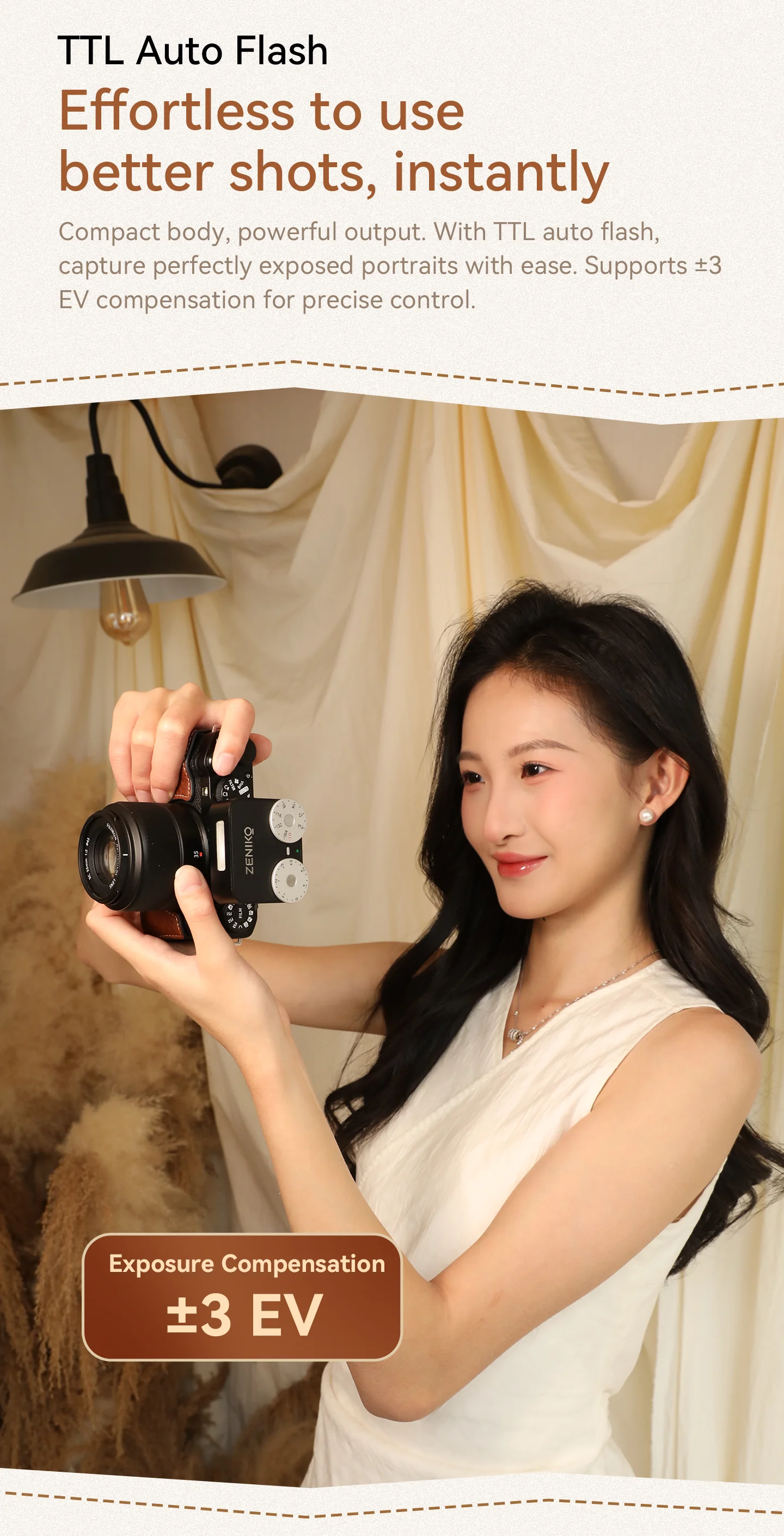 Flash de Câmera ZENIKO ZT12 TTL com Medição Automática, Design