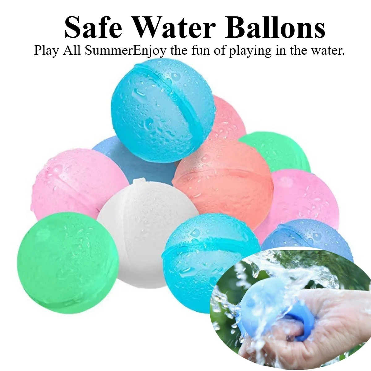1-12 Pack Reusable Water Balls, Self-Seal Fast Inflating Silicone Water Balls, Summer Pool Beach Outdoor Activity Water Toys