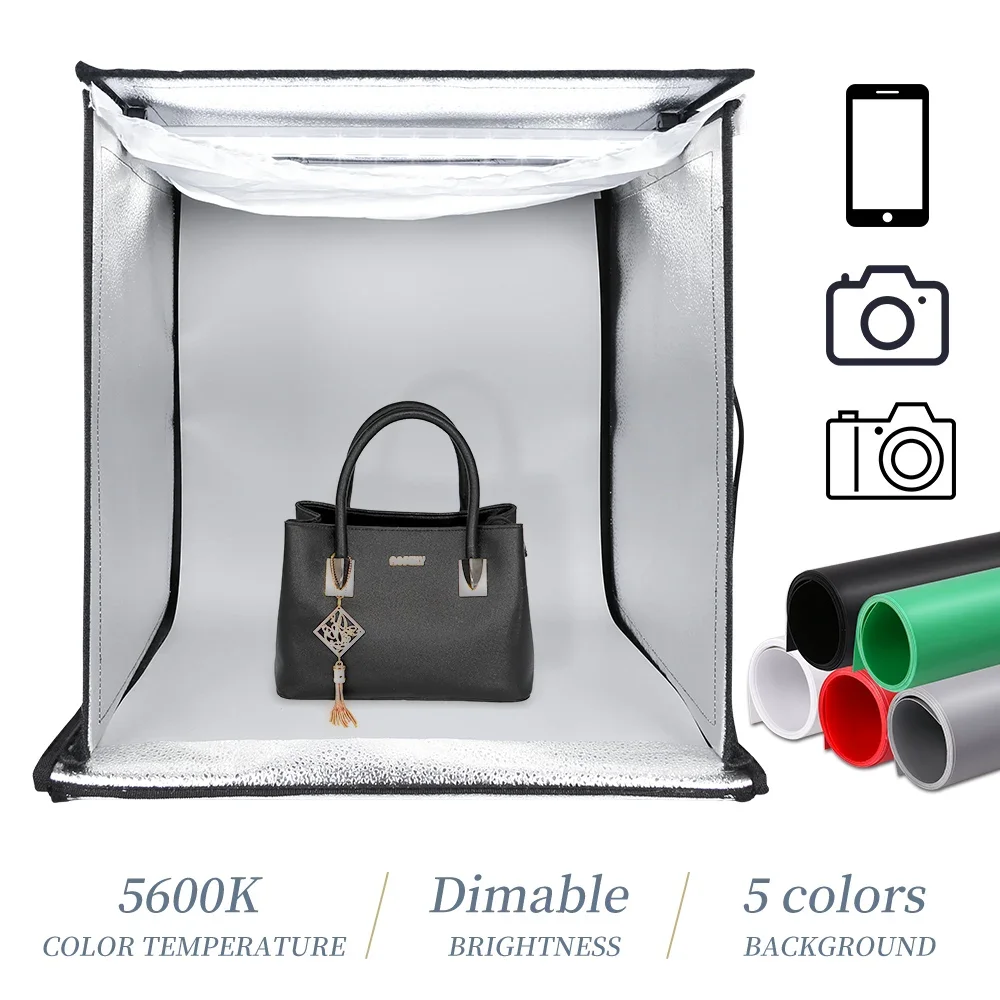 Photo Light Studio Soft Boxes Portable Foldable Dimmable Photography Table Shooting Tents Kit With 3Pcs Background Board