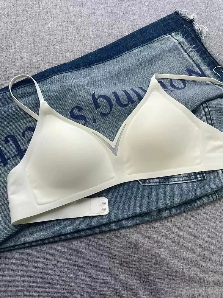 Sutiã Feminino Sem Costura Estilo Francês Fino em U, com Bojo e Efeito Push-Up, Confortável e Macio de Nylon