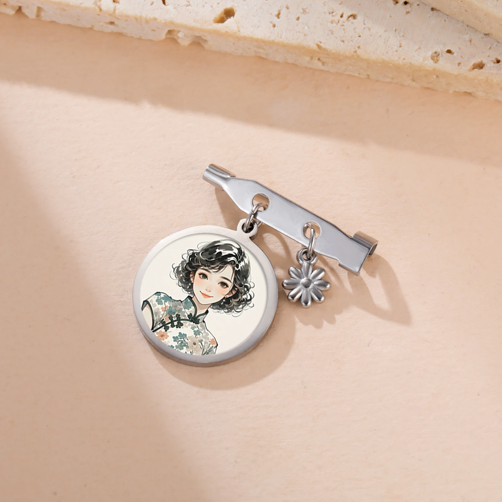 Sipuris-broche con foto personalizada, alfileres de moda personalizados de acero inoxidable, insignia, placa con nombre, joyería, regalos de boda, venta al por mayor