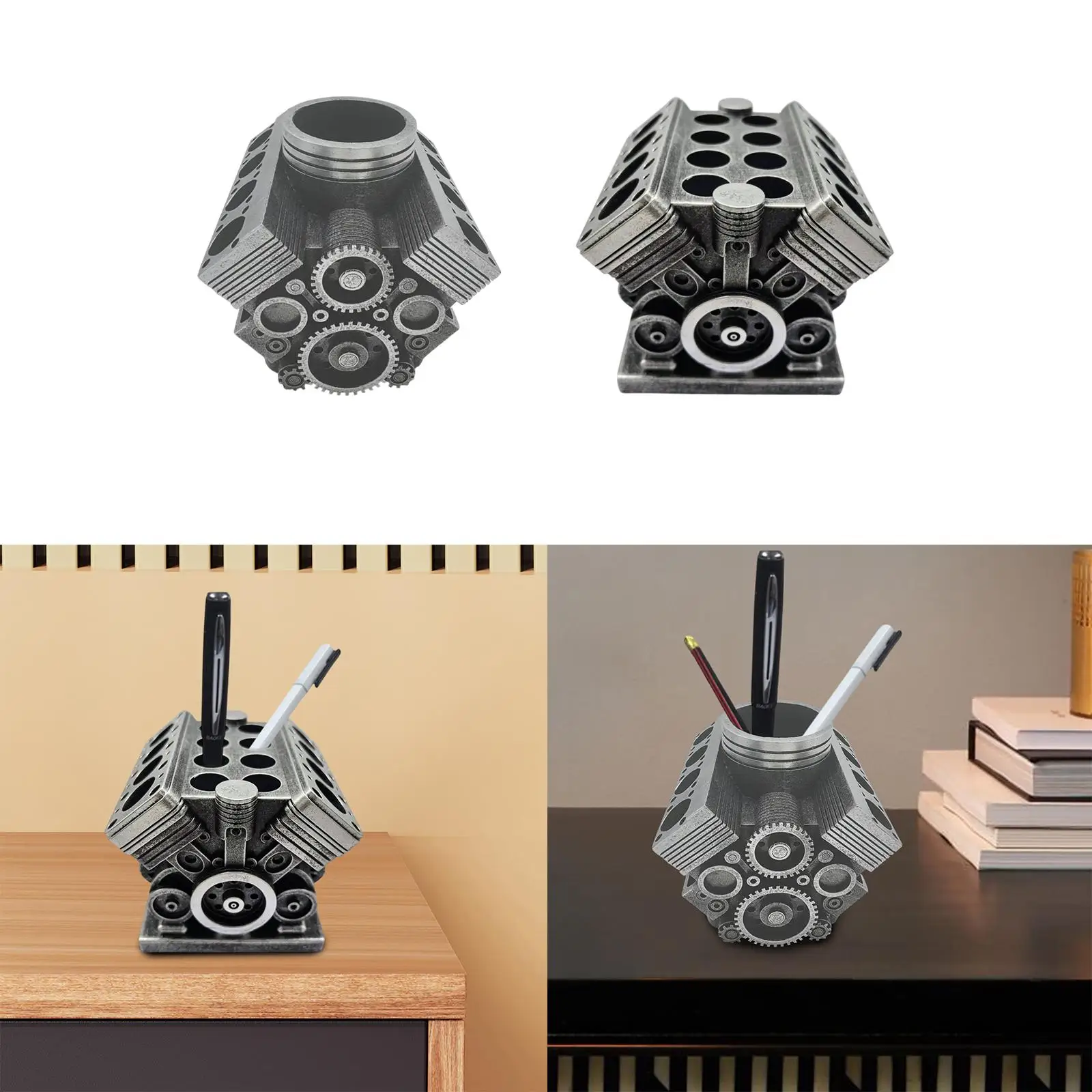 

Engine Shaped Pen Holder Decoration Home Decor Resin Pencil Cup Makeup Brush Holder for Workspace School Study Room Husband Gift