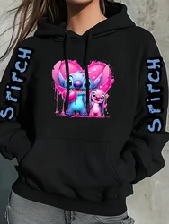 Sudadera con capucha de Disney para mujer, ropa de Stitch, Sudadera con capucha de manga larga, Y2k, Kawaii