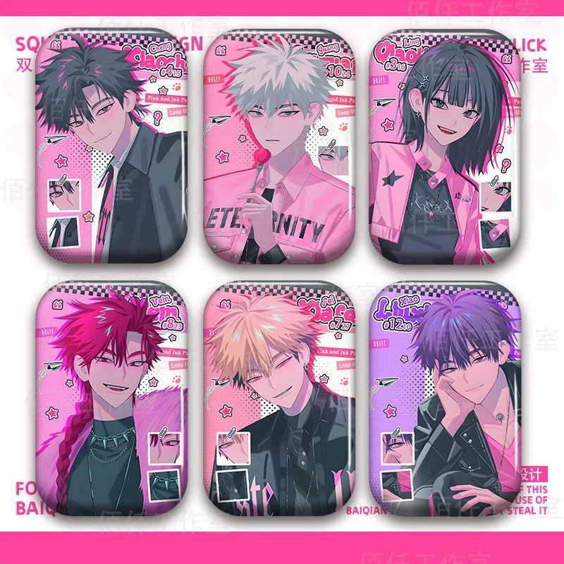 6Pcs/Set Anime Manga Link Click Lucas Charles Cheng Xiaoshi Rⅰn Vein Xavier Felix Rectangle badge Brooch Pin Cosplay Badge Gift