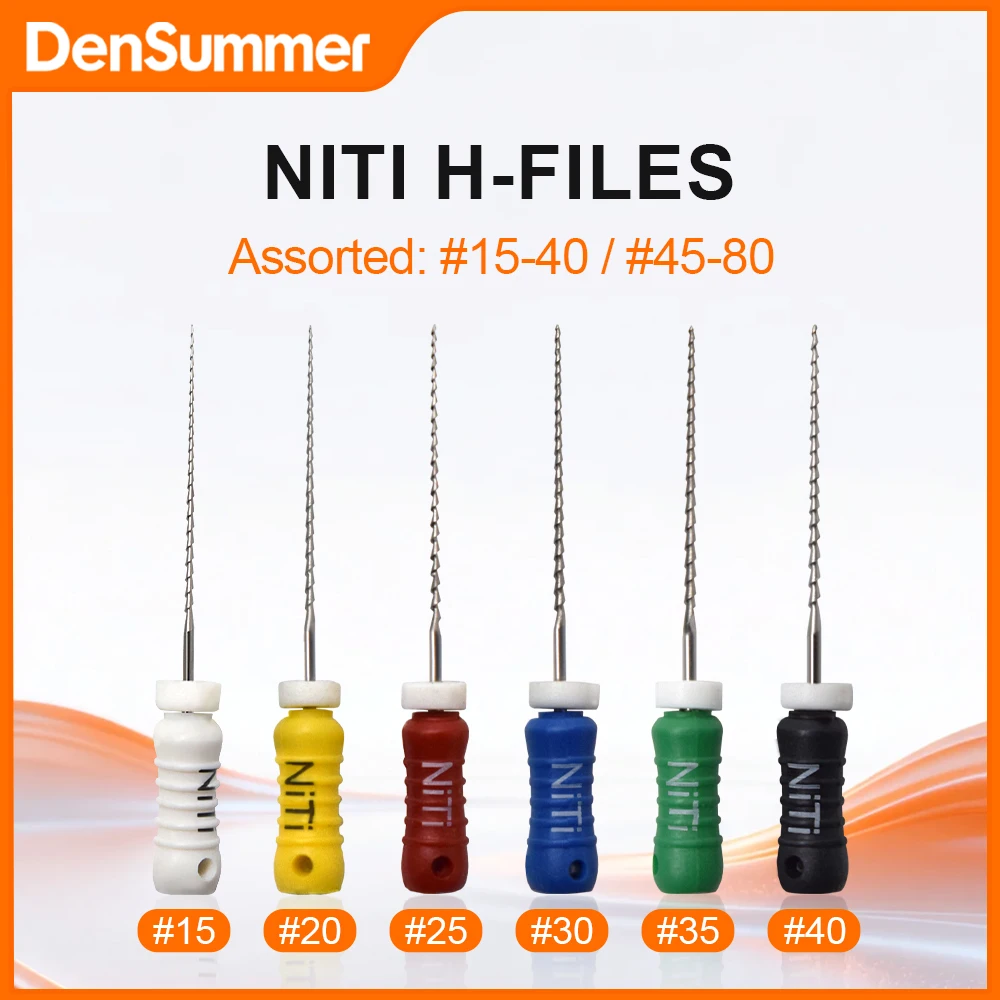 Densummer 5Boxs 6pcs/box Dental Hand Use H-Files 25mm NiTi Material Endodontic Root Canal File Dentistry Lab Instruments Tools