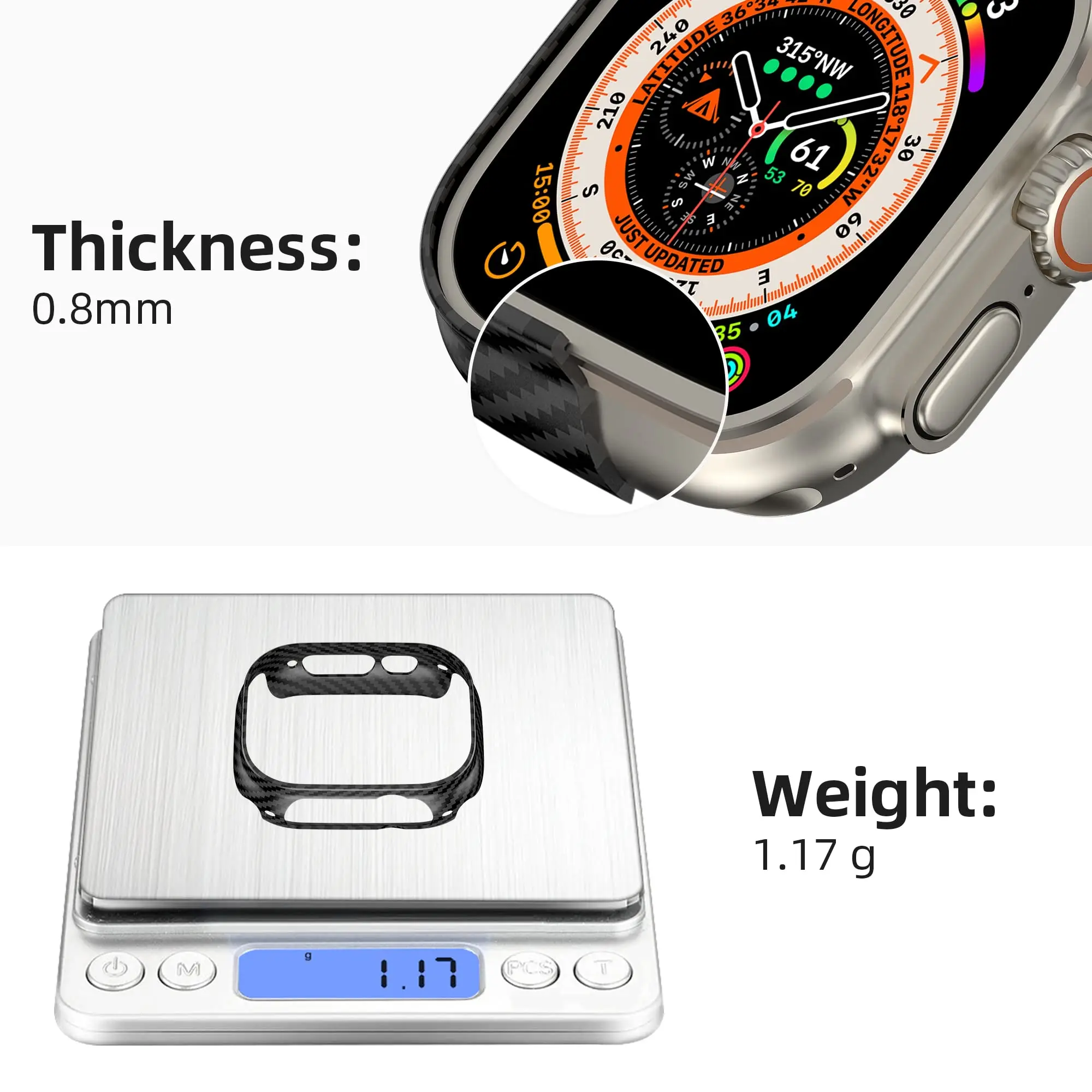 Funda para Apple Watch Ultra 2, accesorios de correa, carcasa dura de PC, Protector de pantalla, serie iwatch ultra, correa de 49mm