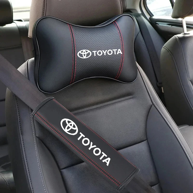 Car Headrest Neck Pillow Seat Belt Shoulder Pads For Toyota Camry Auris Corolla Yaris Aygo RAV4 Prius Hilux Avensis Land Cruiser