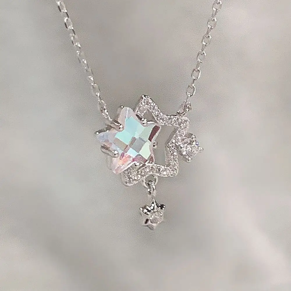 Fashion Zinc Alloy Chain Gemini Pentagram Starry Moon Wedding Party Woman