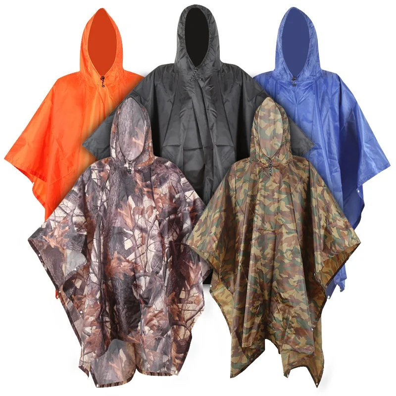 

210T Polyester Taffeta Rain Coat PU Camouflage Waterproof Outdoor Hiking Rain Poncho