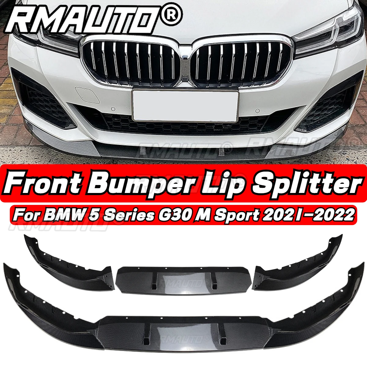 For BMW 5 Series G30 M Sport 2021-2022 G30 Front Lip FD Style Front Bumper Splitter Diffuser Spolier Body Kit Car Accessories