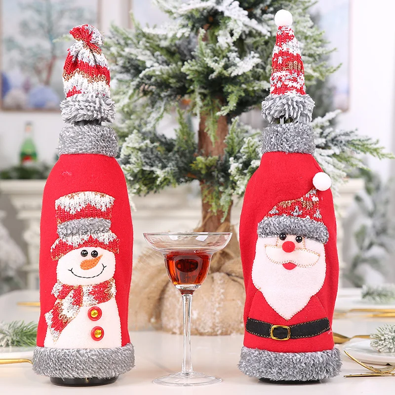 Christmas Wine Bottle Cover Merry Christmas Decorations For Home 2024 Christmas Ornament New Year 2024 Xmas Navidad Gifts