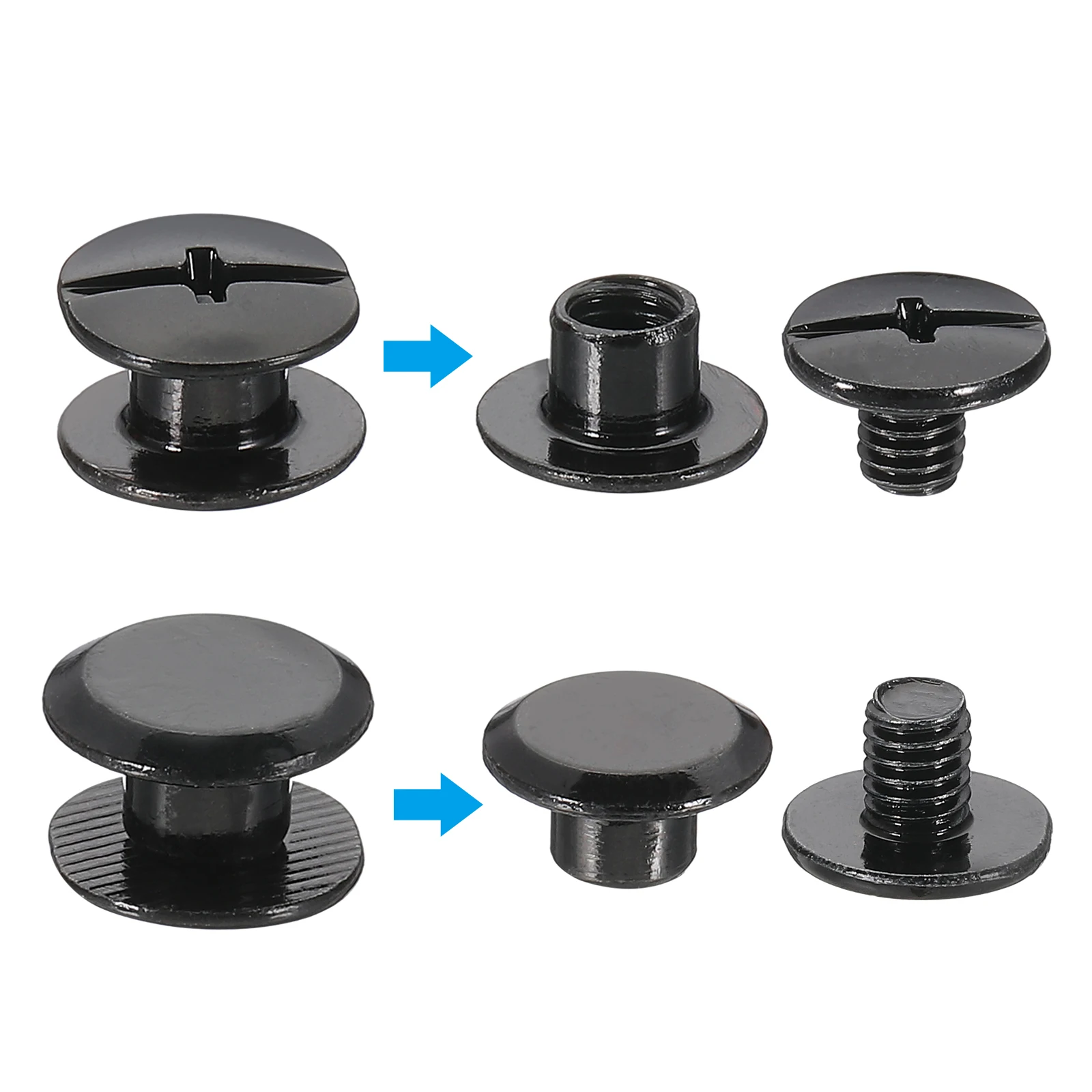50Sets Chicago Screws Galvanized Iron Chicago Screw Phillips Binding Post Screw Rivets Leather Belt Scrapbook Photo Albums Black