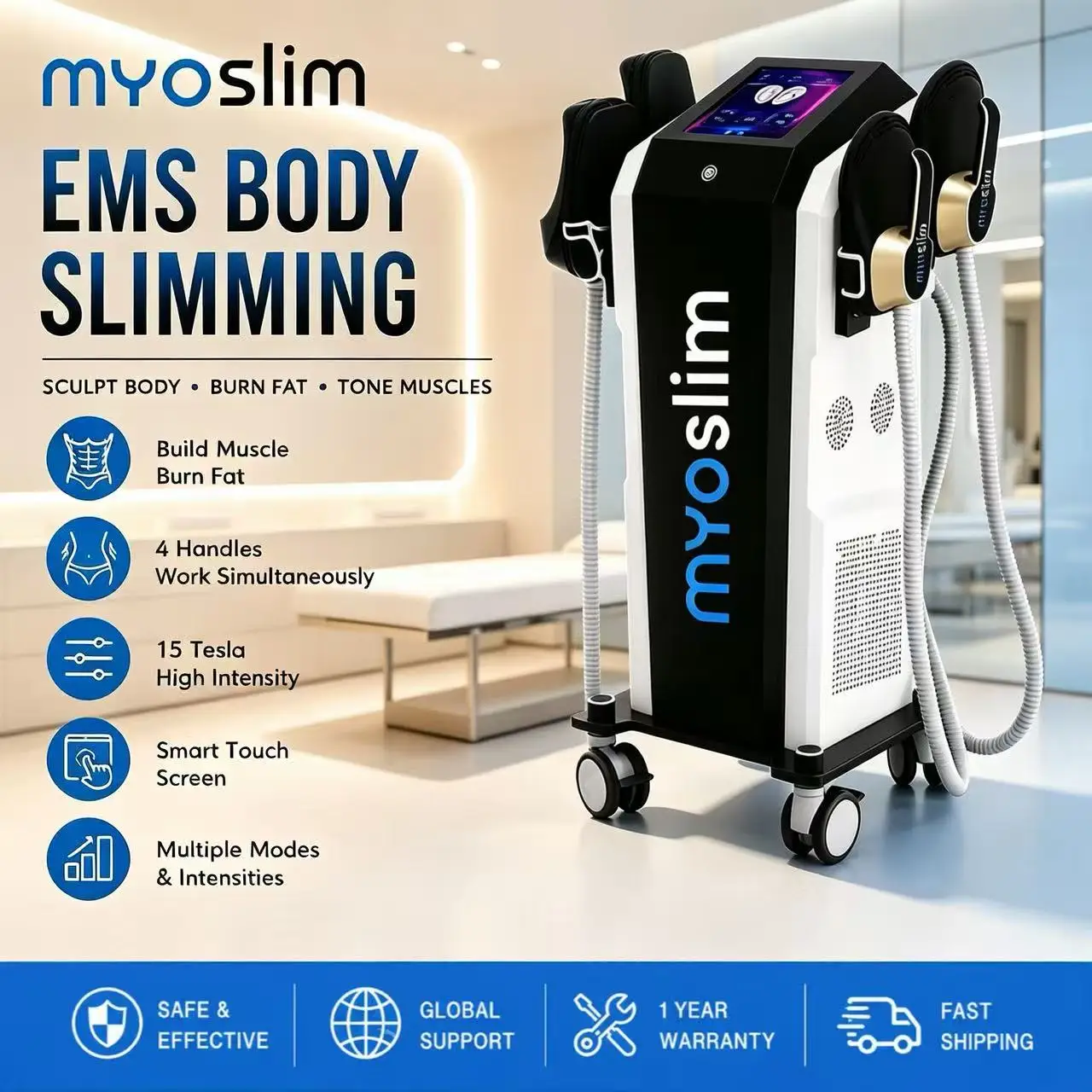 New RF MYOslim EMS Body Sculpting Machine Fat Weight Loss Massager 15 Electromagnetic Sculpt Slimming Muscle Stimulation Device