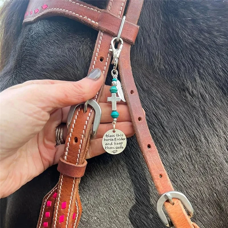 Clip para sillín de caballo y brida, bendición, este caballo y jinete, mantiene la seguridad, regalos para jinete de caballo-Y78A