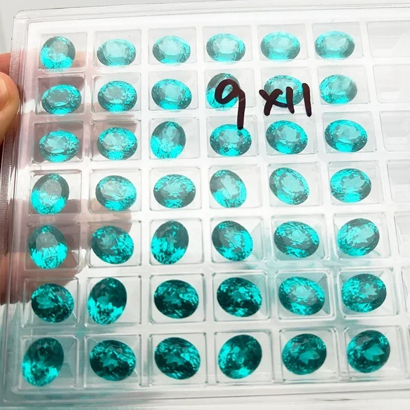 Laborgezüchteter Paraiba im ovalen Schliff, neonblau, für DIY-Schmuckherstellung, Einlage für Ringe und Halsketten, wählbar, mit AGL-Zertifikat – Detail 3