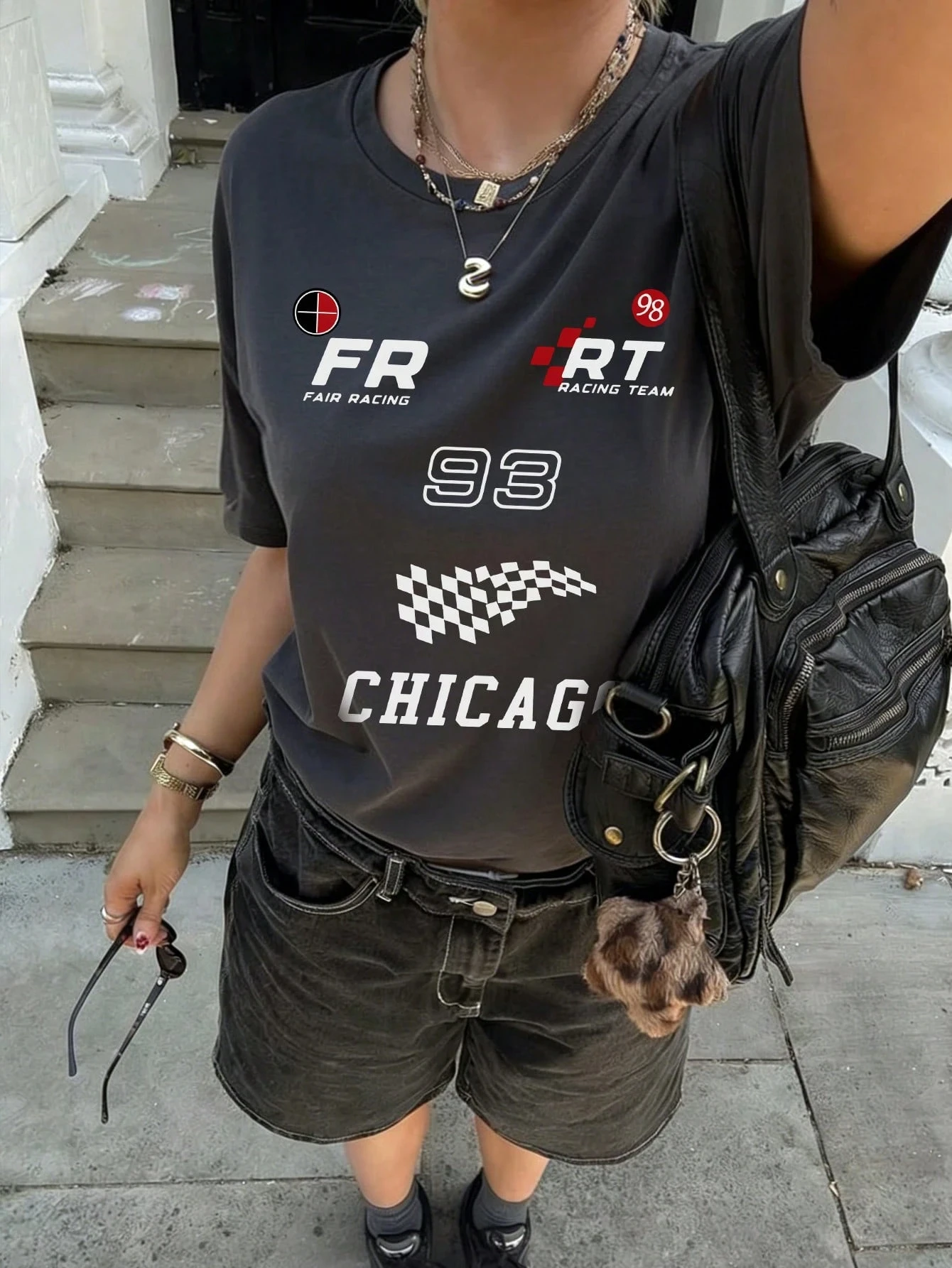 Summer New Stylish Striped Design English Number 23 Print Casual Round Neck Short Sleeve T-Shirt, Fashionable & Versatile Women