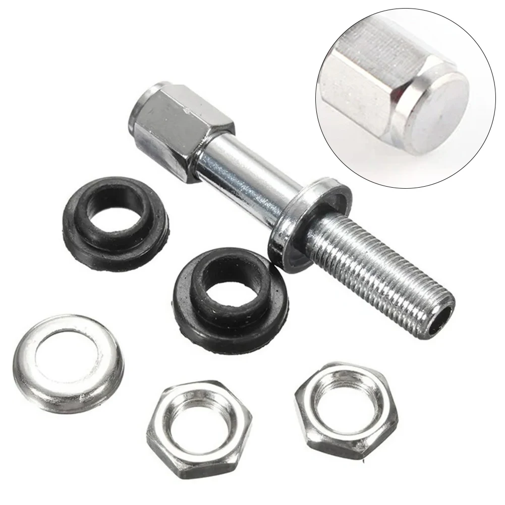 4Pcs TR48e Bolt Screw On Tire Valve Stem Chrome Metal High Pressure Flush With Cap For Motorcycles Scooter Bike Rims