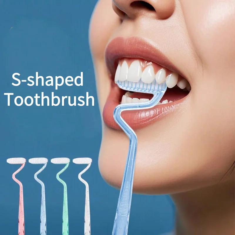 New Soft S-shaped Toothbrush Oral Care Massage Vertical Toothbrush Tongue Coating Cleaning Interdental Brush Adults