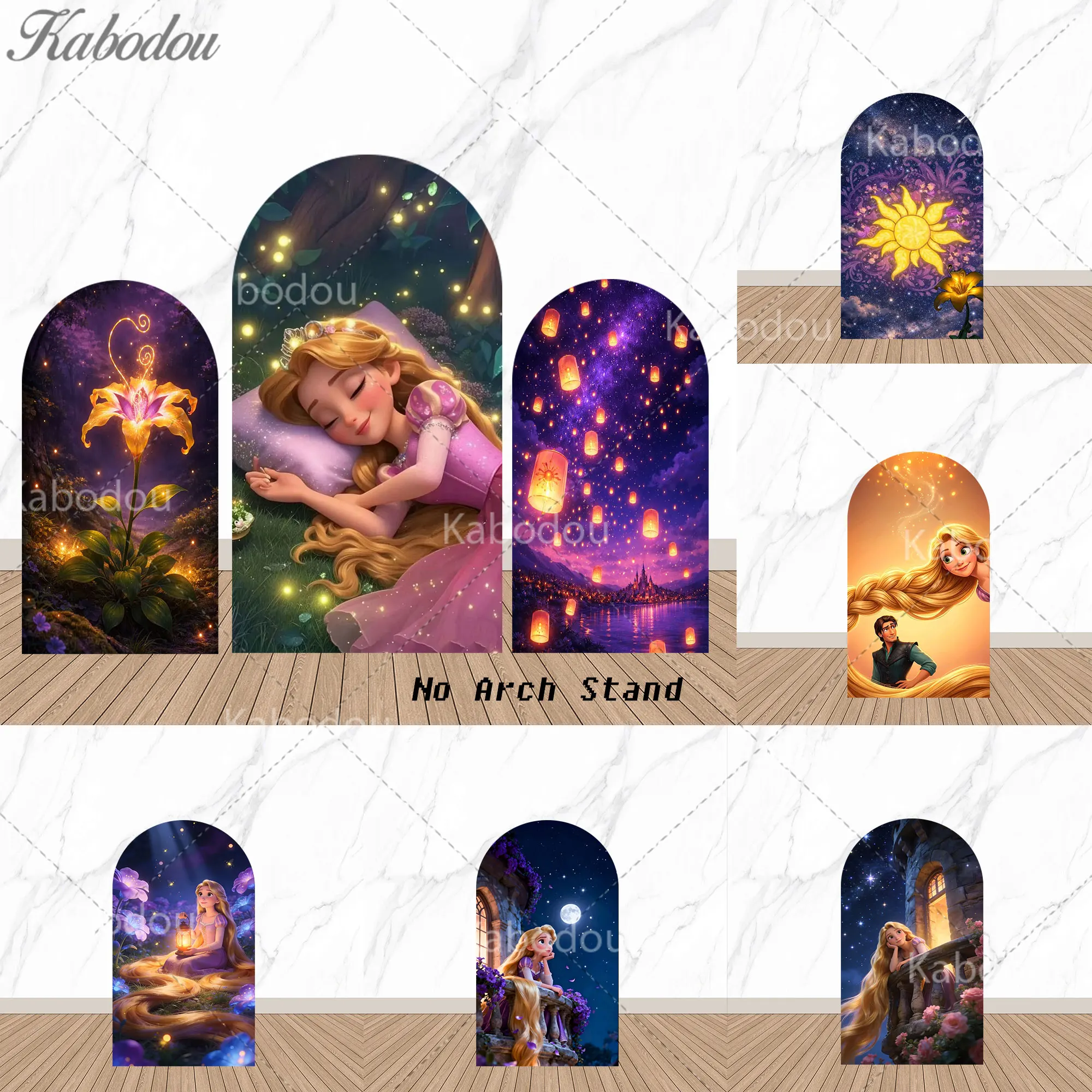 

Arch Backdrop Cover Tangled Theme Lantern Glitter Rapunzel Princess Girls Kids Baby Shower 1st Birthday Party Backgrounds Decor