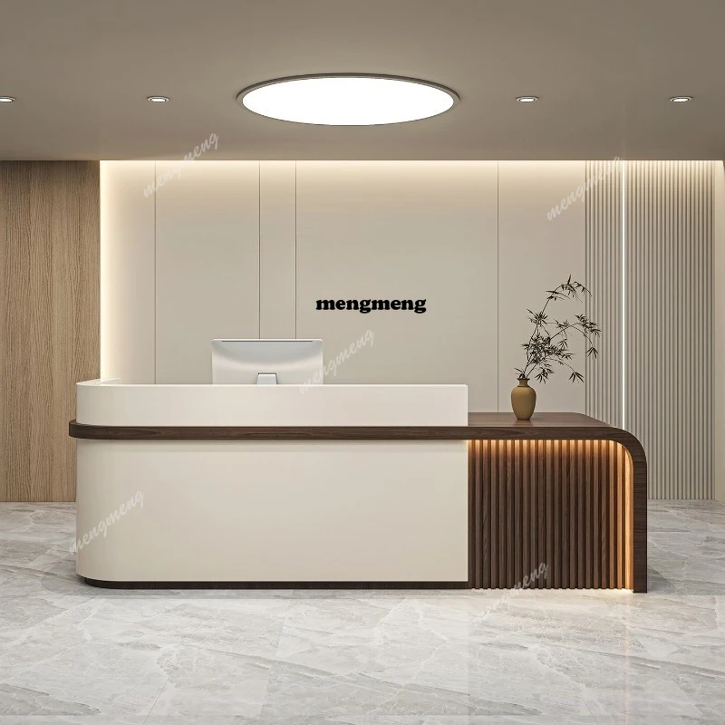 

E182 Nordic Cream Style Beauty Salon Reception Desk Modern Designer High-end Enterprise Reception Counter Hotel Office Furniture