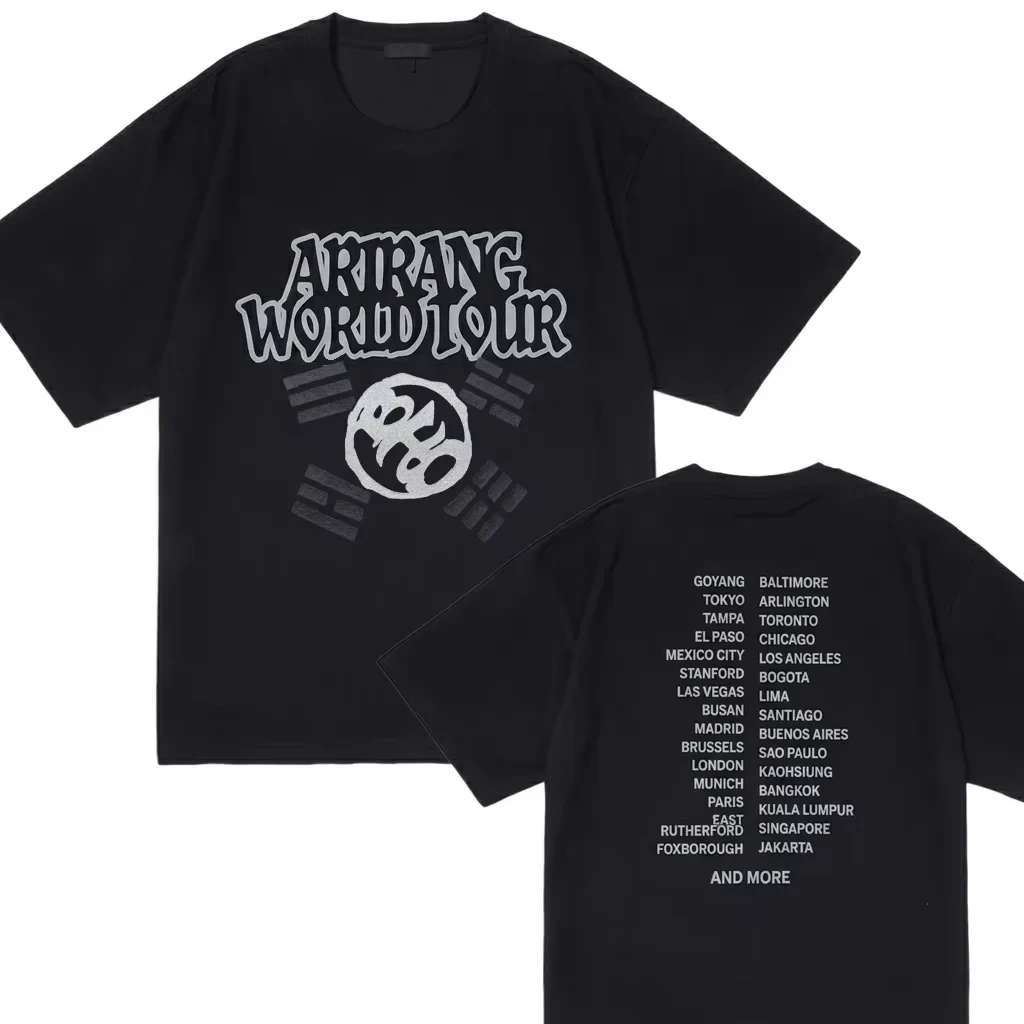 Summer High-Quality Men Women Oversized Family Matching Tshirt 2026 BTS World Tour Tour Print Pattern 100%Cotton Unisex T-shirt