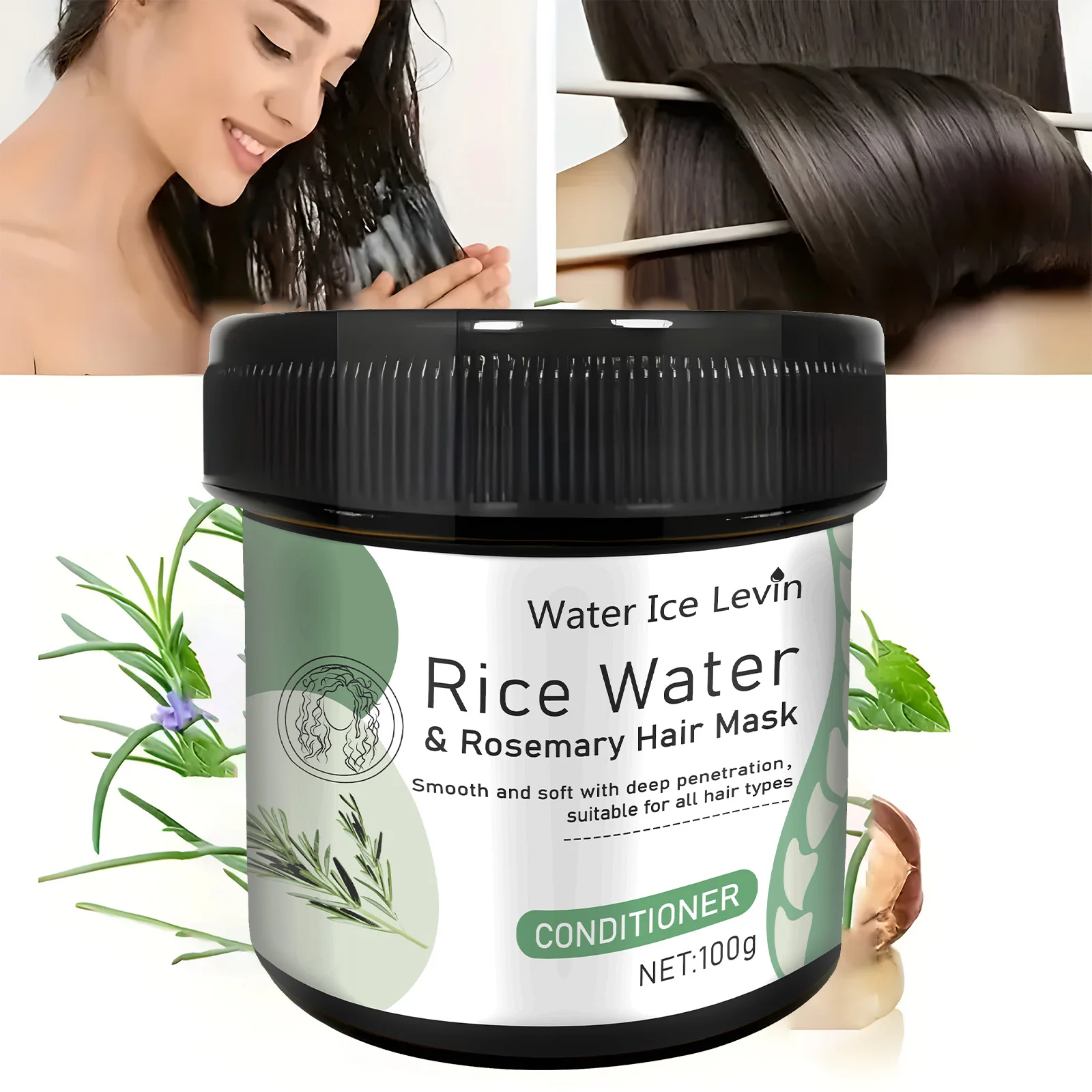 Rice Water Hair Mask Repair Damage Frizzy Treatment Scalp Hair Root Shiny Balm Straighten Soft Hair Care