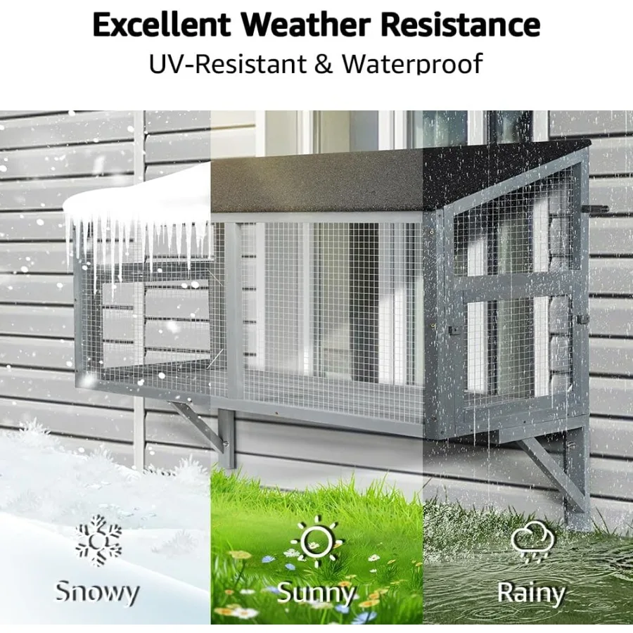 Scatola per finestra Catio per gatti da interno Scatola per posatoio per finestra in legno espandibile per multi gattini Sicuro e confortevole per esterni