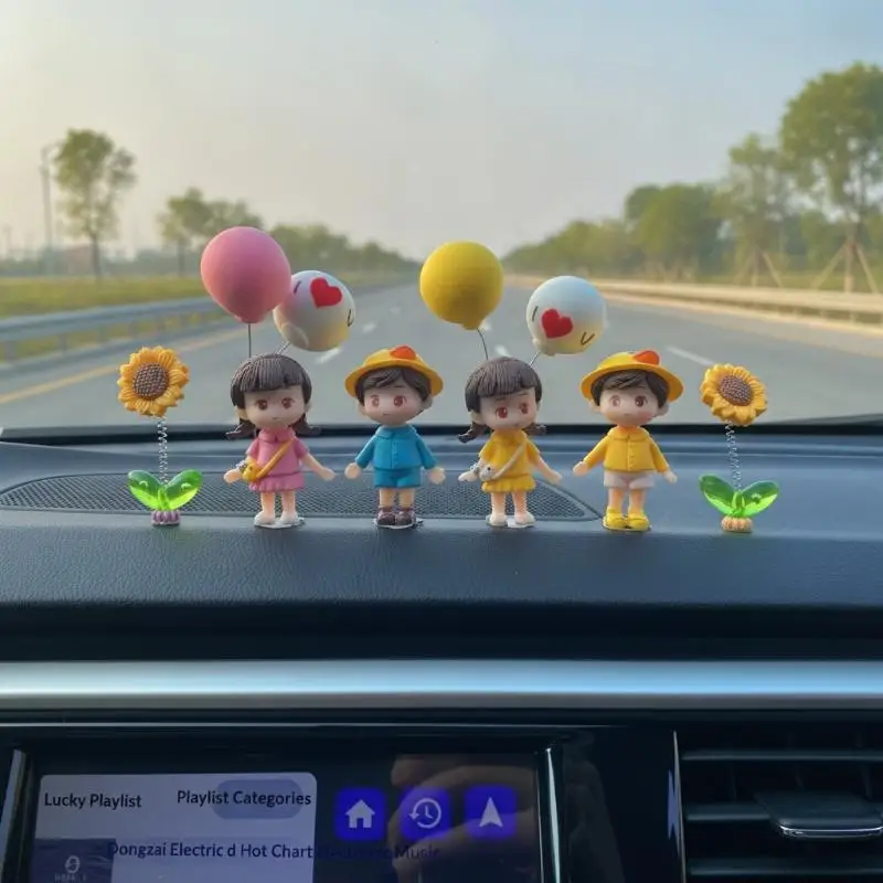 Car Accessories Interior Woman Ornament Cute Creative Desktop Couple Valentine's Day Present Car Center Console Decoration