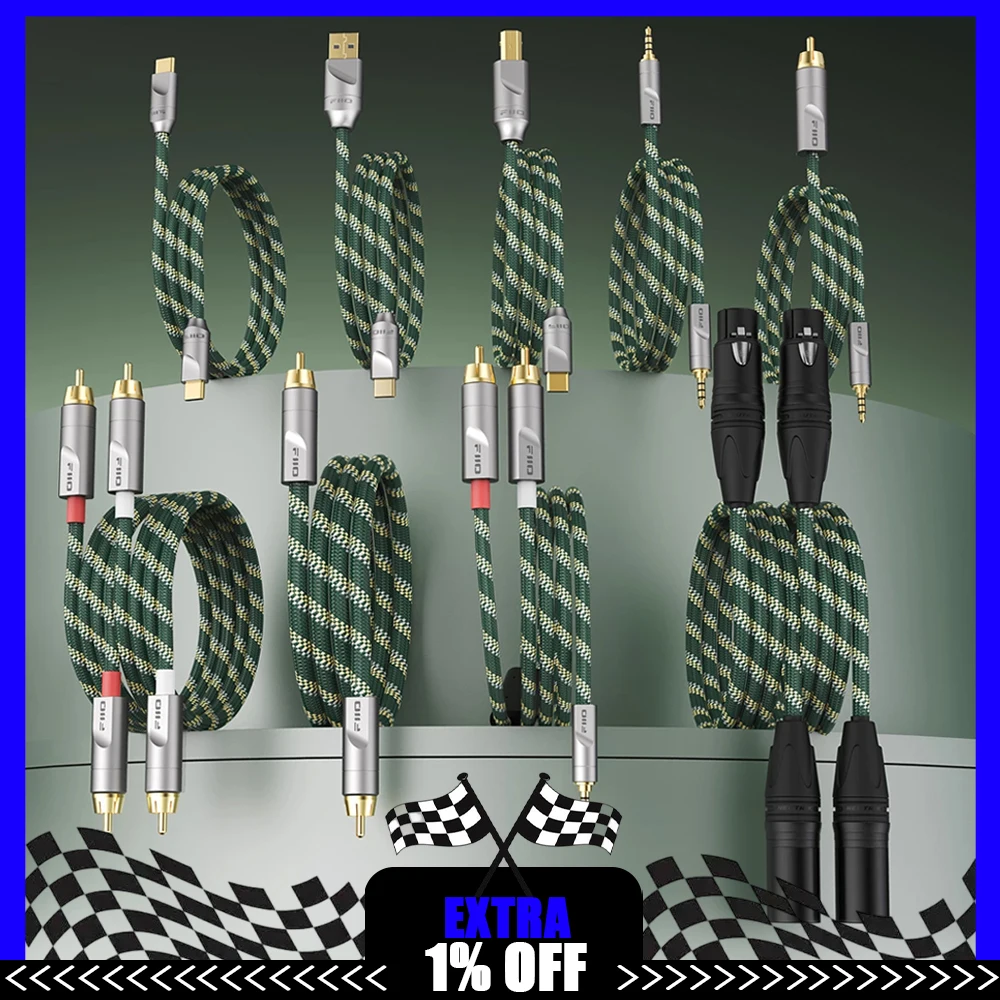 FiiO Link Series LINK-TC2 Dual Type-C Cable, 6N Silver-Plated Copper, Flexible Flame-Retardant PVC, OTG HiFi Decoding Line