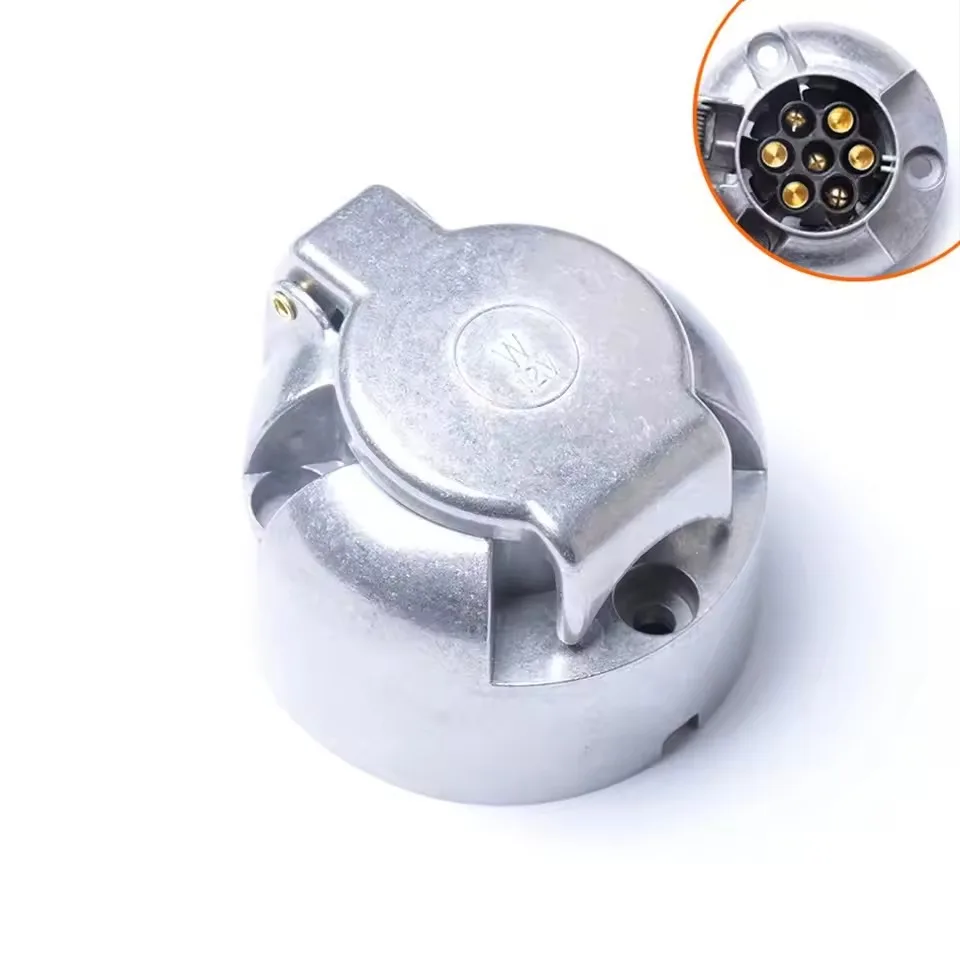 12V 7-Pin Connector Trailer Socket Heavy-Duty Round Wiring Socket Towbar Towing Caravan Truck Socket For Vehicle Car Accessories