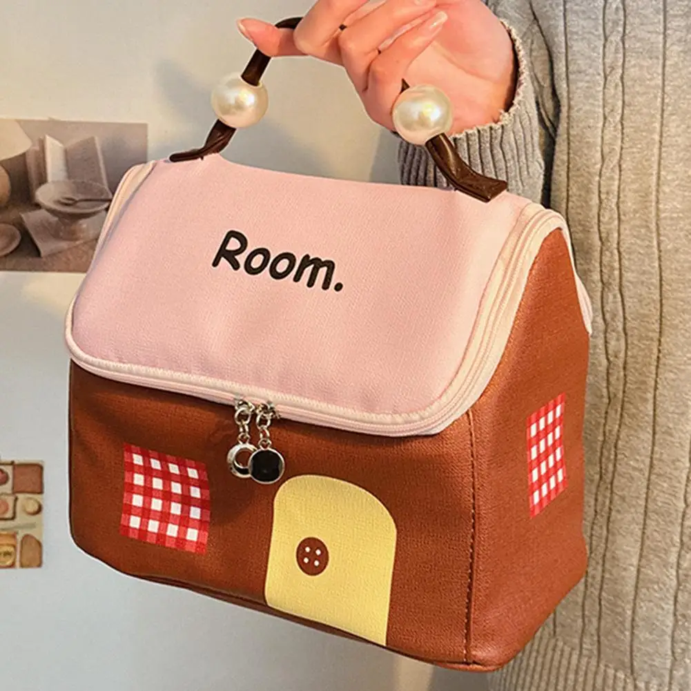 المحمولة منزل على شكل حقيبة تخزين مستحضرات التجميل حقيبة يد نسائية مقاوم للماء حقيبة أدوات الزينة المحمولة ذات سعة كبيرة حقيبة أدوات الزينة 2026 #3