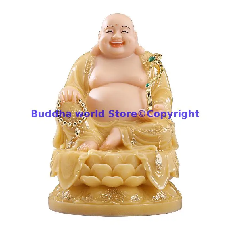 2025 HOME company Business career prosperous good luck High grade yellow jade God of Wealth Maitreya CAI SHEN Buddha God statue