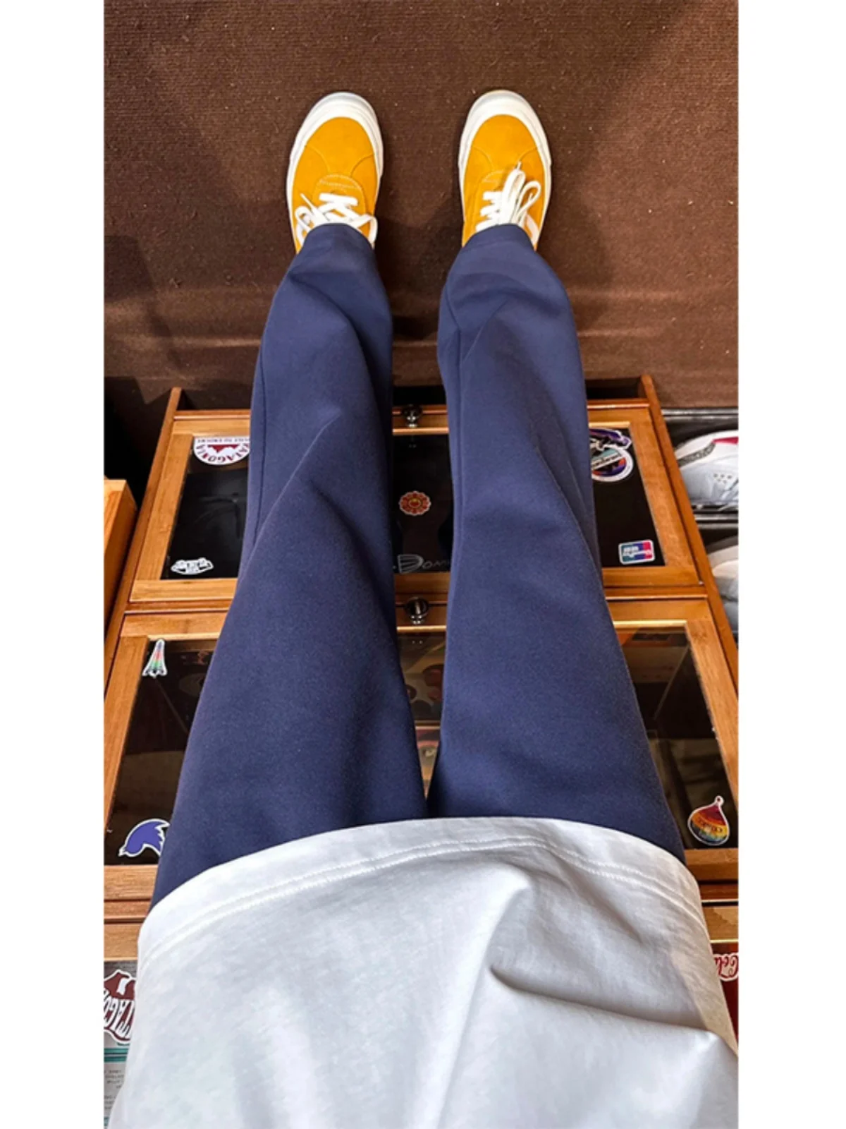 Cotton Fce Lined Straight Leg Pants Men's Autumn Winter Sports Trousers Youth Casual Pure Cotton Thiened Retro American ...