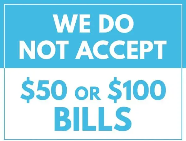 Nous n'acceptons pas les commandes de 50 ou 100 panneaux signalétiques « We Do Not Accept » ; Décoration murale en métal pour garage ou « man cave »