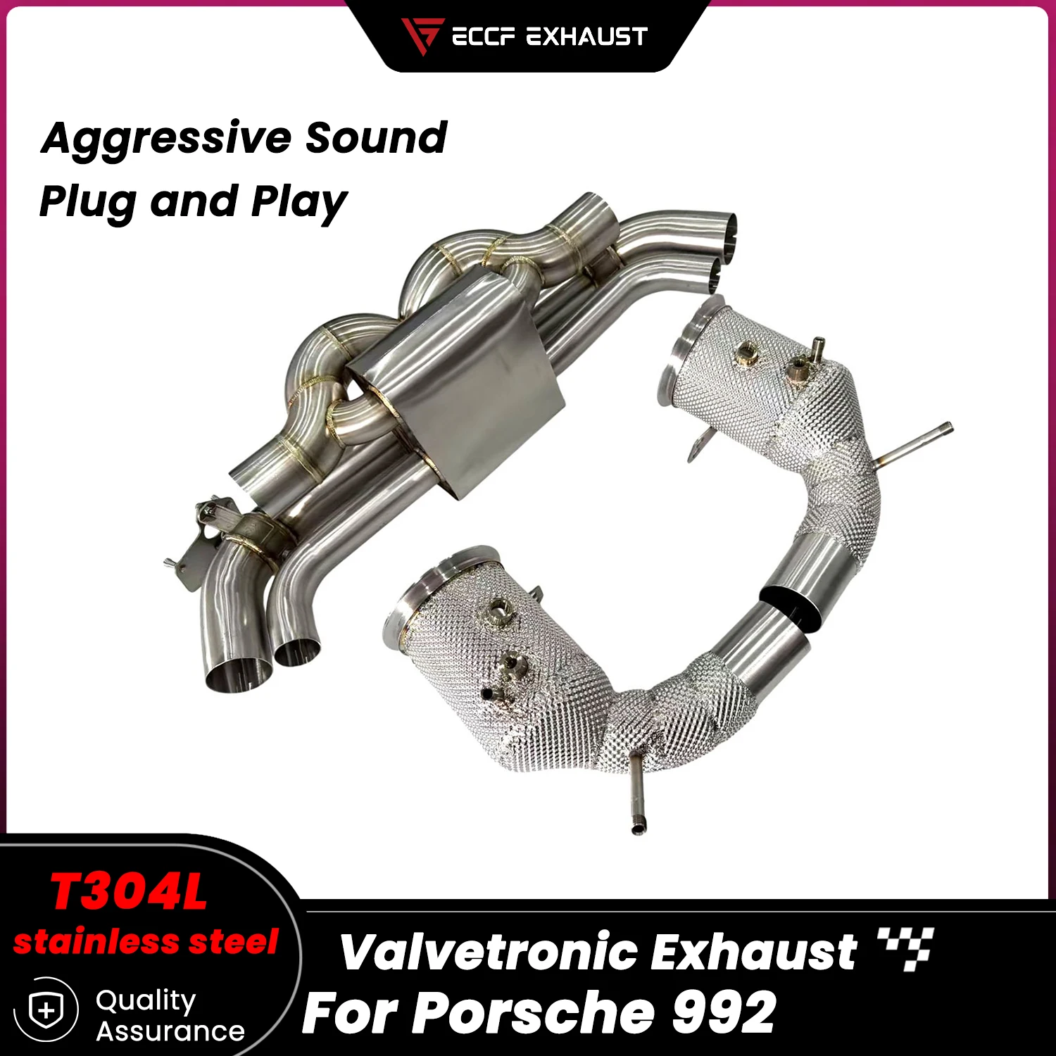 

Aggressive Sound ECCF Stainless Steel Catback With Downpipe For Porsche 992 High Flow Performance Upgrade Easy Install