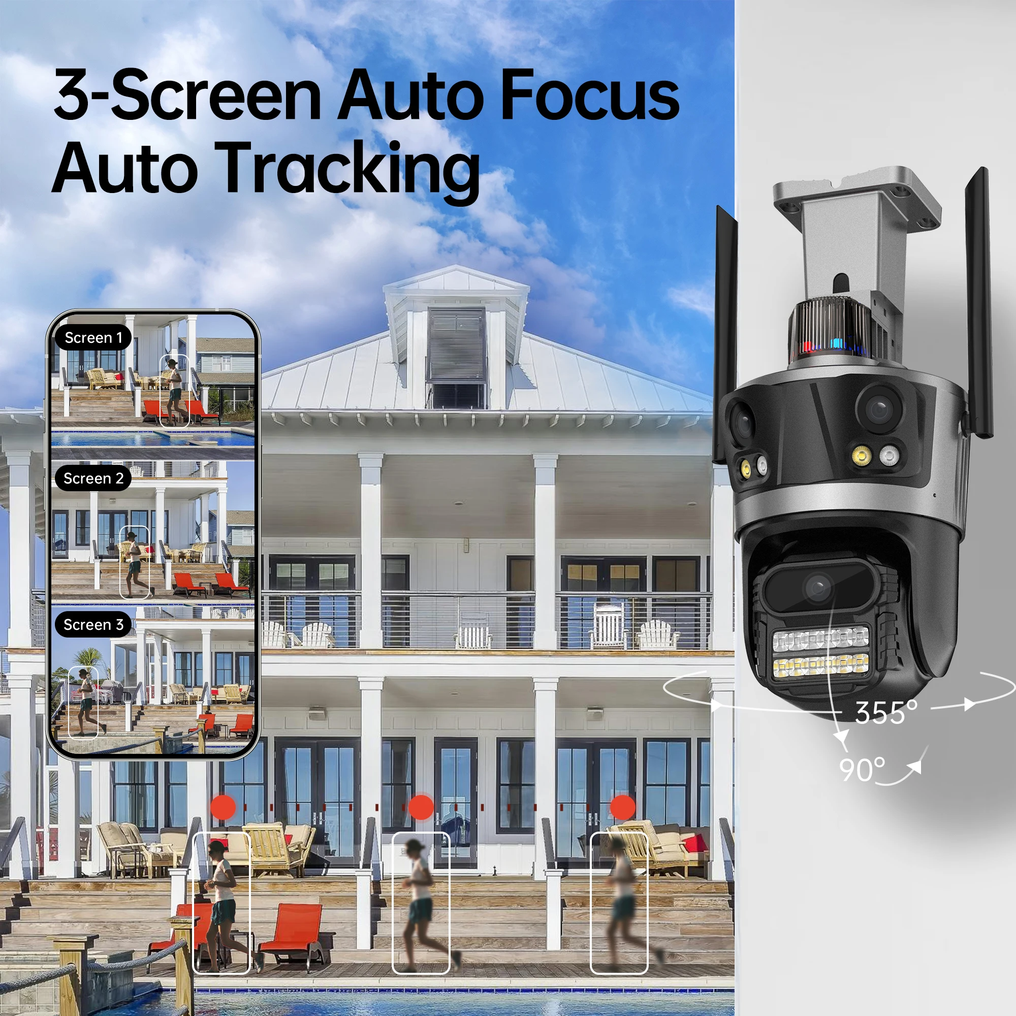 Imagem -02 - Câmera de Segurança Wi-fi sem Fio Rastreamento Humano Cctv Vigilância por Vídeo Proteção Doméstica Telas ao ar Livre ip 6k 12mp