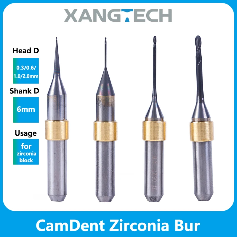 

SDM5T/CDM5G CamDent DC Milling Burs Dental Zirconia Drill Tools 0.3/0.6/1.0/2.0mm D6 for Lab Use