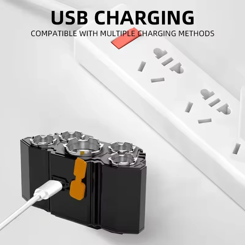 ミニヘッドランプ戦術懐中電灯 USB 充電式ハイパワー LED 懐中電灯 LED 強力な自己防衛個人防衛用品