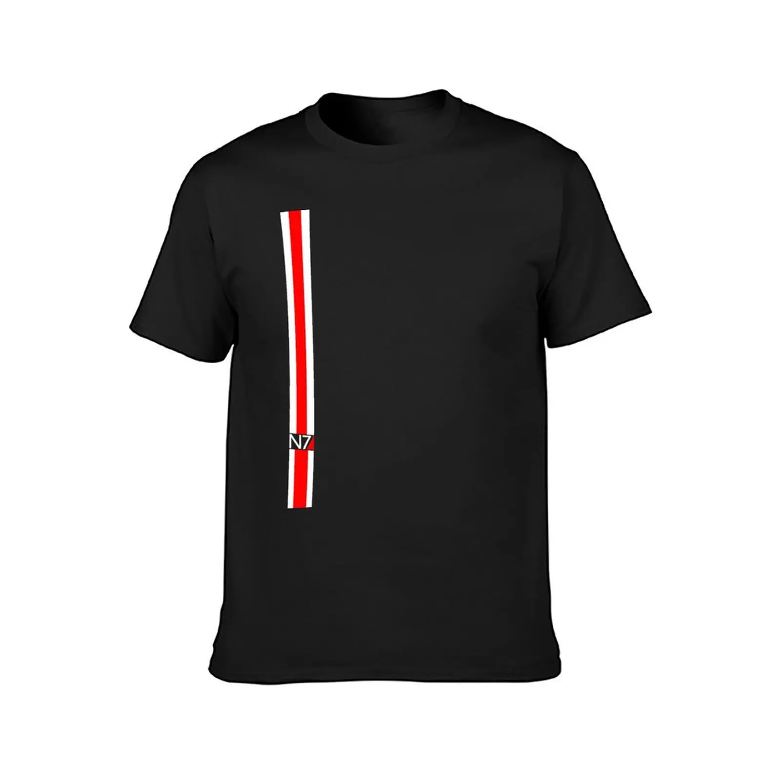 N7 w/ White & Red Stripe T-Shirt Aesthetic clothing plus size tops plain oversizeds mens white t shirts