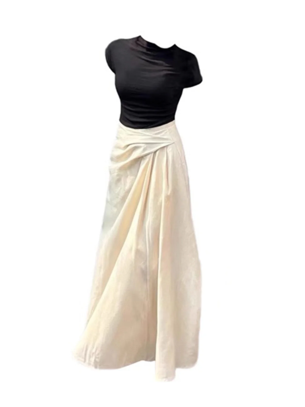 

Summer Outfit Korean Sle Loose Tea System Salt System f Skirt Two Piece Set ort Sve Stand Collar Overhead Faion