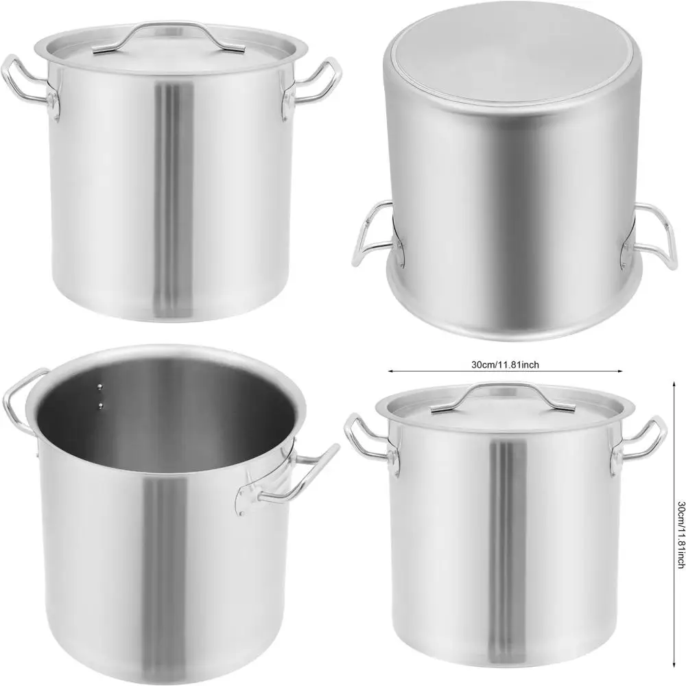 

Commercial Grade 22-Quart Stainless Steel Stock Pots with Lid, Large Cooking and Canning Pots, Heavy Duty Stockpots for Industri