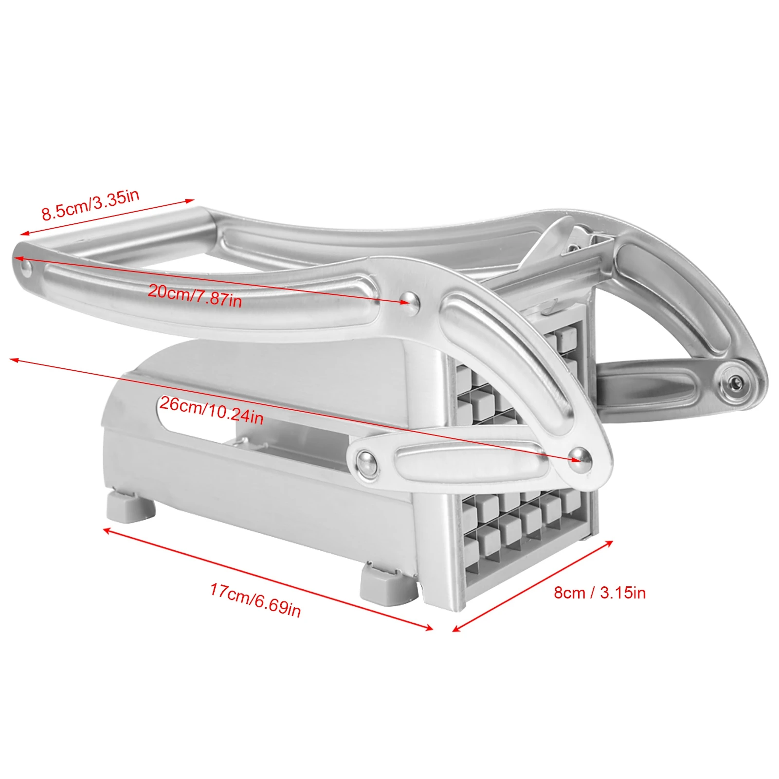 Chip Cutter French Fry Potato Cutter Stainless Steel French Fries Grater Potato Chipper Chip Cutter Chopper Maker Potato Chipper