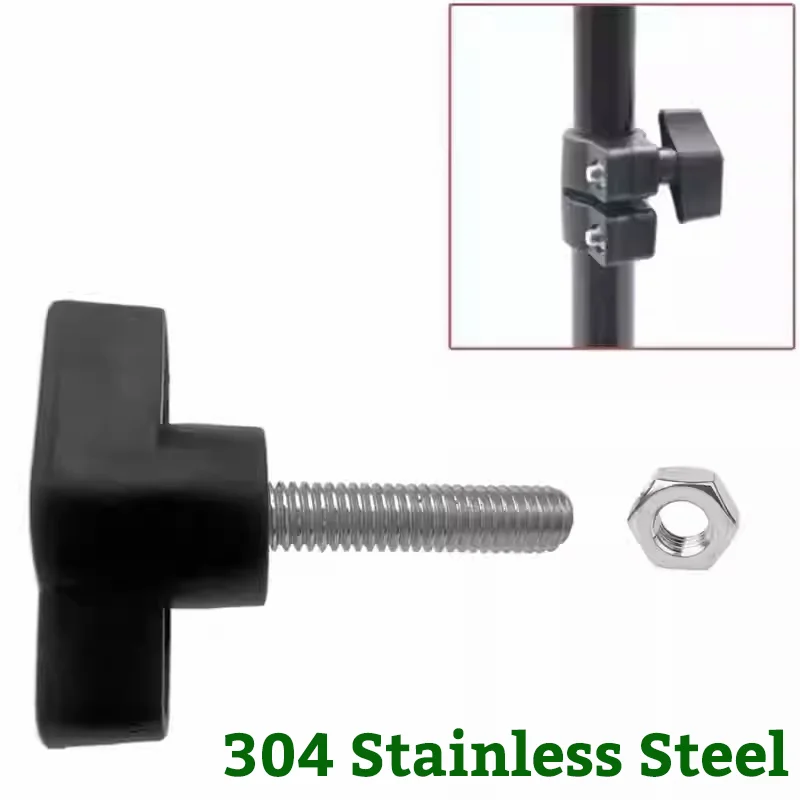 304 Stainless Steel Thumb Screw for Phone Live Stream Stand Speaker Piano Stand Tripod Tighten Adjustable T-Handle Bolt with Nut