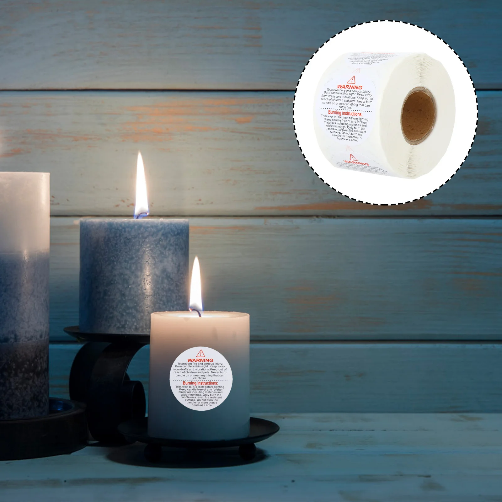 1 Uds. 1 rollo de etiquetas de seguridad, pegatinas adhesivas de advertencia para tarros, calcomanía de seguridad para derretir cera, etiqueta redonda extraíble para tarros