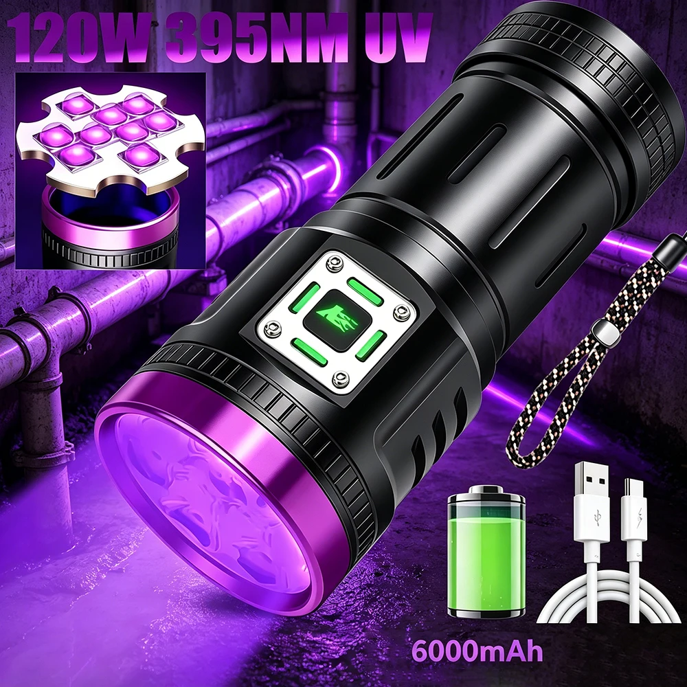 

UV lamp Ultraviolet Purple Light 120W High Power 9LED UV Flashlight Pet Urine Tinea Ore Ink Dryer Fluorescer Detector