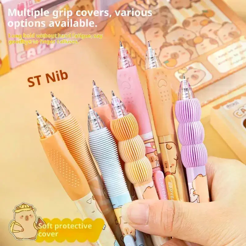 4Pcs Cute Cartoon Capybara Gel Pen Quick Drying Neutral Pen Student Kids School Writing Student Stationery Supplies Gifts