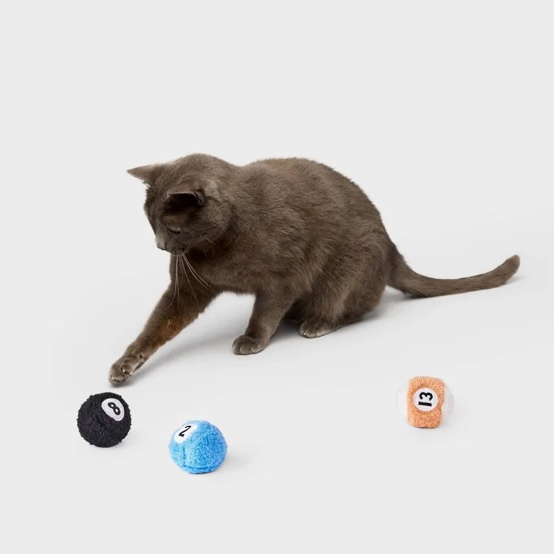 Novelty Fun 8 Ball Cat Toy 3ct: Chase Activity, Pet Ball, 0.02 lbs