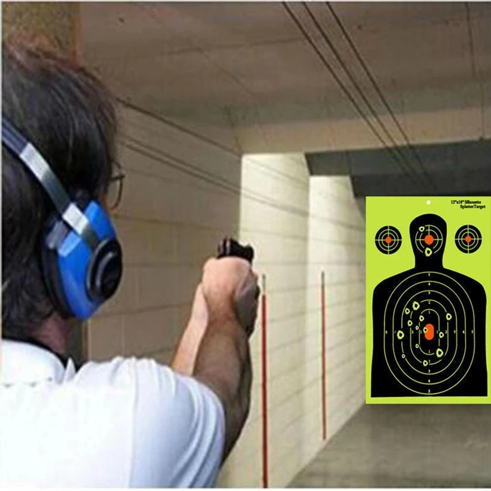 20 PCS 14.5 Inch Human Body Shape Shooting Targets Reactive Splatter Glow Florescent Paper Target For Shoot Training Accessories