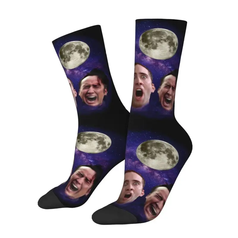 

Novelty Mens Nicolas Cage Funny Meme Dress Socks Unisex Breathbale Warm 3D Printing Crew Socks